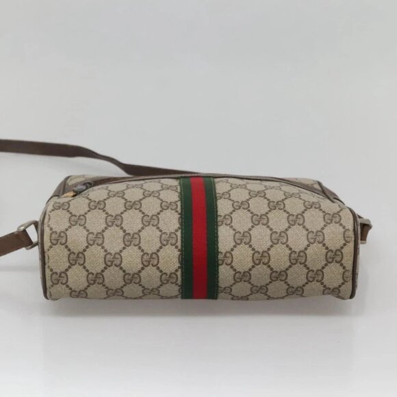 GUCCI GG Supreme Web Sherry Line Shoulder Bag PVC Beige Gold Red Auth gh559 - Picture 6 of 14